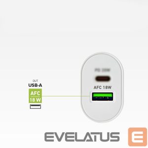 Adaptrid SBS  SBS TETRPD20W 20W USB-A USB-C Wall Charger with Power Delivery - White 