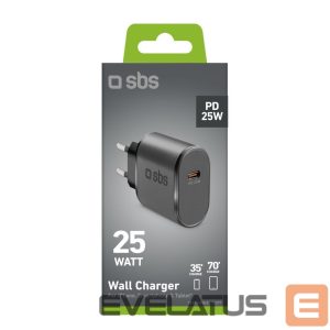 Adaptrid SBS  SBS TETR1CPD25 25W USB-C Wall Charger with Power Delivery - Black 
