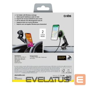 Automaatne hoidja SBS  SBS TESUPMAGEXTWIR15W Telescopic Smartphone Holder with Wireless Charger, MagSafe Compatible, for Windshield and Dashboard - Black 
