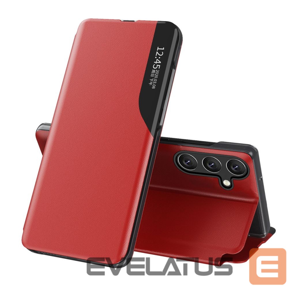 Tagakaaned Hurtel Eco Leather View Case elegant case with flap and stand function for Samsung Galaxy A36 - red