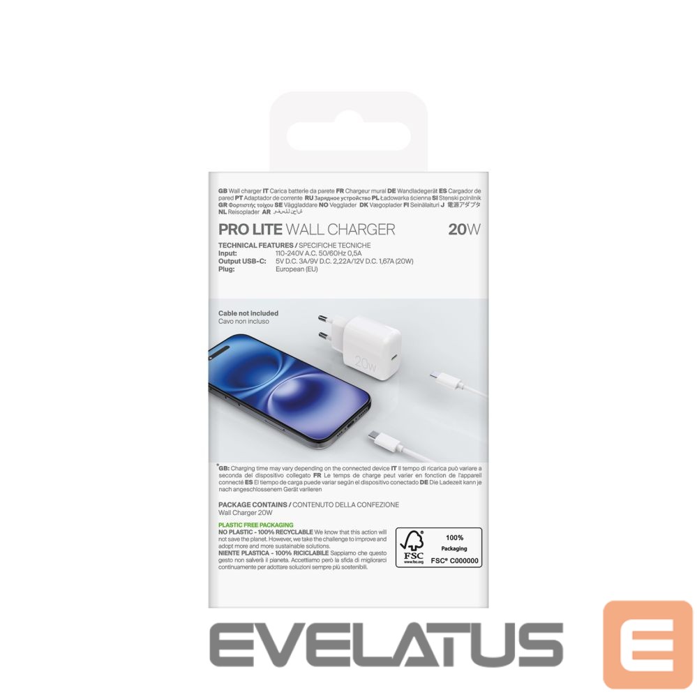 Adaptrid Puro Puro PROLITE 20W USB-C Wall Charger - White