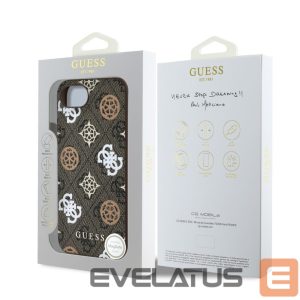 Tagakaaned Guess  Guess PU 4G Peony case with MagSafe for iPhone 16e - brown 