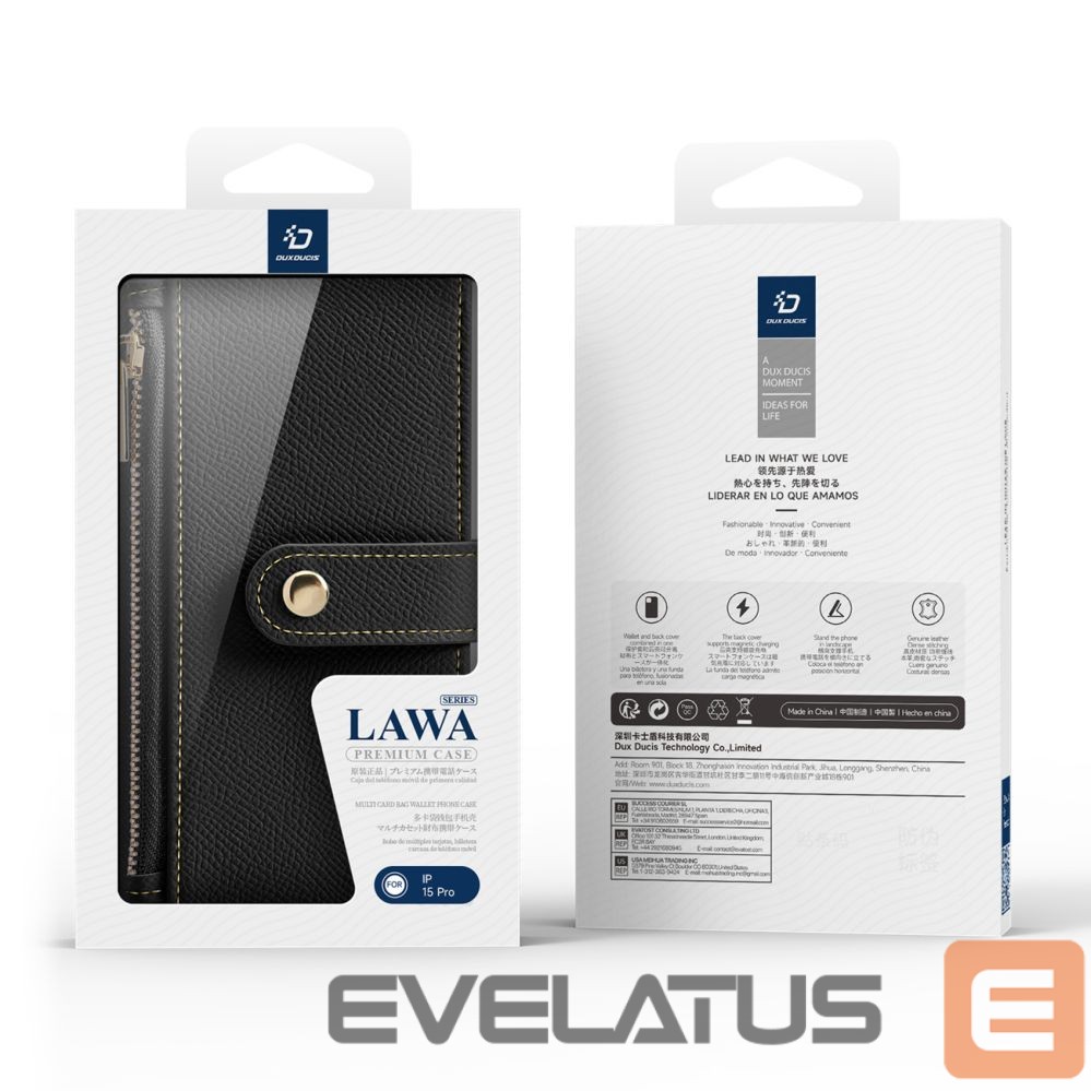 Tagakaaned Dux Ducis Dux Ducis Lawa Leather Case for iPhone 15 Pro - Black