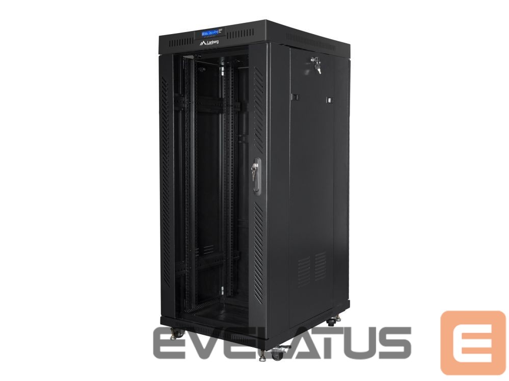 Serverid Lanberg Rack cabinet 19" free-standing 27U/600x800 (flat pack) with glass door lCD V2, black |