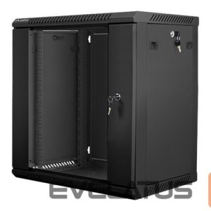 Serverid Lanberg  Rack cabinet 19" wall-mount 12U/600x450 (flat pack) with glass door V2, black | 