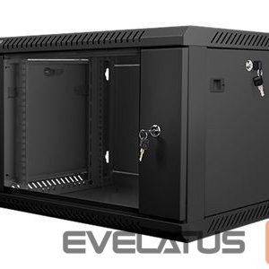Serverid Lanberg  Rack cabinet 19" wall-mount 6U/600x450 (flat pack) with glass door V2, black | 