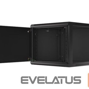 Serverid Lanberg  Rack cabinet 19" wall-mount 9U/600x600 (flat pack) for self-assembly with metal door, black | 