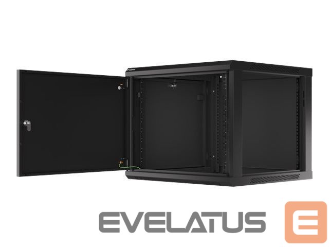 Serverid Lanberg Rack cabinet 19" wall-mount 9U/600x600 (flat pack) for self-assembly with metal door, black |