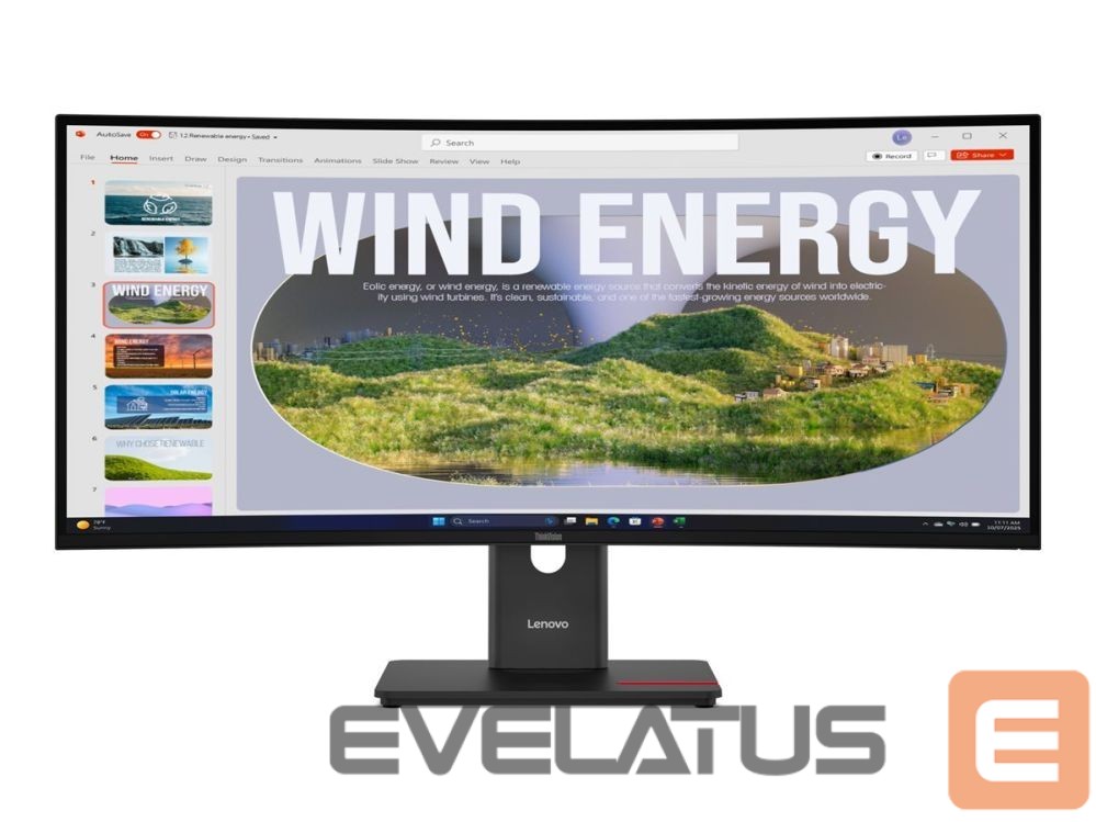Monitorid Lenovo ThinkVision | T34WD-40 | 34 " | VA | 21:9 | 120 Hz | 4 ms | 3440 x 1440 pixels | 300 cd/m² | HDMI ports quantity 1 | Eclipse black | Warranty 36 month(s)