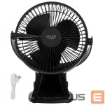 Ventilaator Adler  Rechargeable Clip-on Desk Fan | AD 7342 | Table Fan | Black | Diameter 15.5 cm | Number of speeds 3 | Oscillation | 5 W 