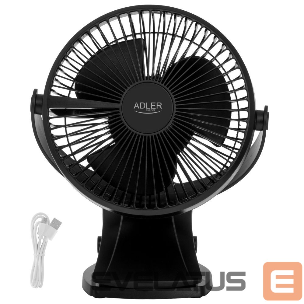 Ventilaator Adler Rechargeable Clip-on Desk Fan | AD 7342 | Table Fan | Black | Diameter 15.5 cm | Number of speeds 3 | Oscillation | 5 W