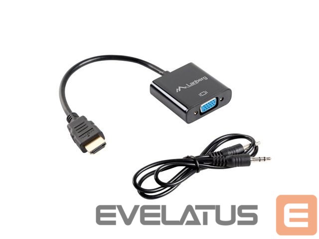 Monitori tarvik Lanberg HDMI, Mini Jack 3.5 mm, VGA Adapter | AD-0017-BK | 20 m