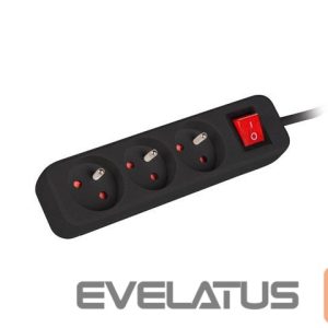Serverid Lanberg  Cable Power Strip, 3X French Outlets with Switch, Quality-Grade Copper, 3 m | PS1-03E-0300-BK 