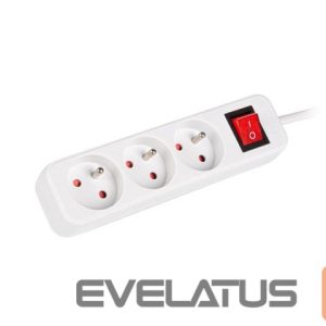 Serverid Lanberg  Cable Power Strip 3M 3X French Outlets with Switch, Quality-Grade Copper | PS1-03E-0300-W 