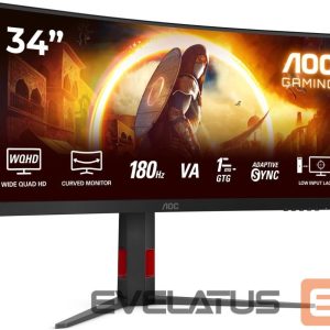 Monitorid AOC  CU34G4 | 34 " | Fast VA | UWQHD | 21:9 | 180 Hz | 1 ms | 3440 x 1440 pixels | 300 cd/m² | HDMI ports quantity 2 | Black 