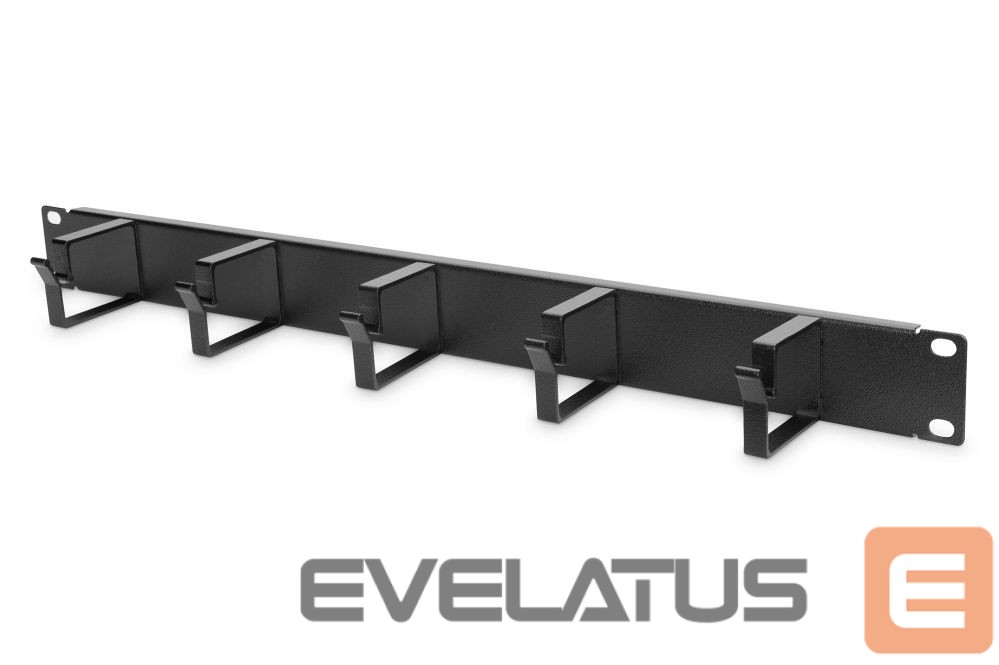Muud kaubad Digitus | Cable Management Panel | DN-97602 | Black | 5x cable management ring (HxD: 40x60 mm). The Cable Management Panel is getting fixed on the 483 mm (19“) profile rails. Five cable guiding rings allow an easy, horizontal array of patch cables. It guarantees an optimized cable management in your 483 mm (19”) network- or server rack.