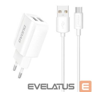 Adaptrid Dudao  EU wall charger 2x USB 5V / 2.4A + USB Type C cable white (A2EU + Type-c white) White