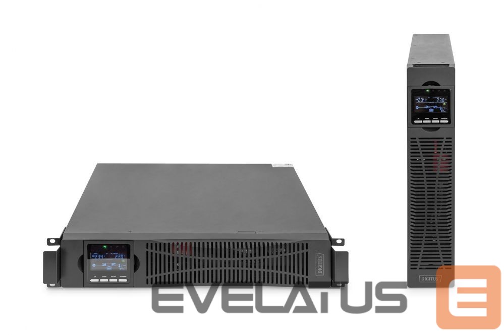 Serverid Digitus OnLine UPS, rack/tower, 3000VA, 3000W, LCD, 8 x C13, 1 x C19, RS-232, USB, SNMP card (optional), relay card (optional)
