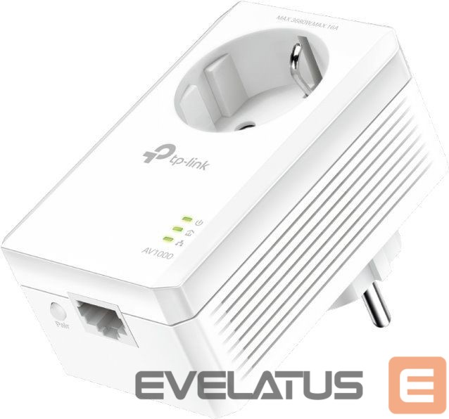 Ruuterid TP-Link AV1000 Gigabit Passthrough Powerline Adapter TL-PA7017P 1000 Mbit/s, Ethernet LAN (RJ-45) ports 1, No Wi-Fi, Extra socket