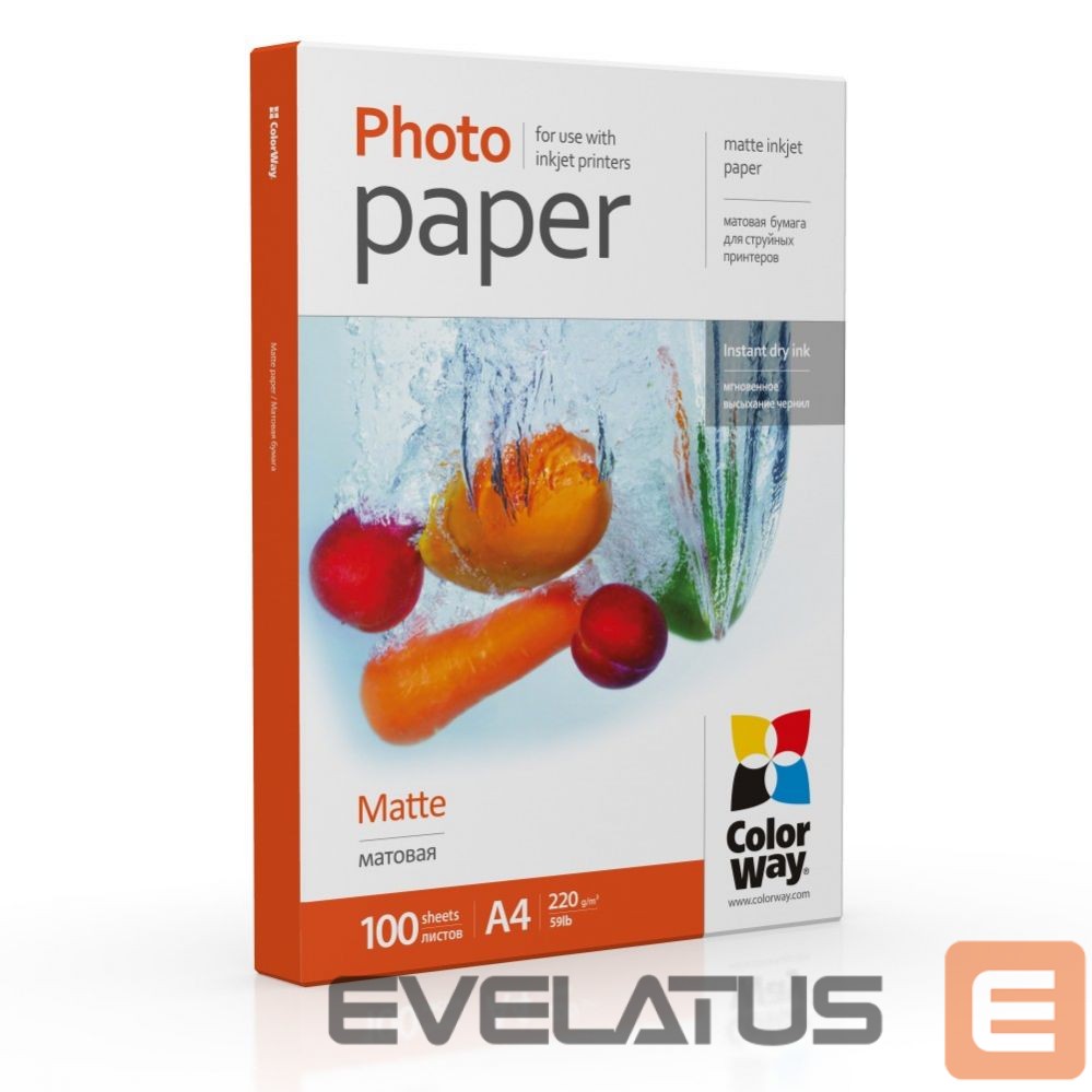 Kontoritarbed ColorWay Photo Paper PM220100A4 Matte, White, A4, 220 g/m²
