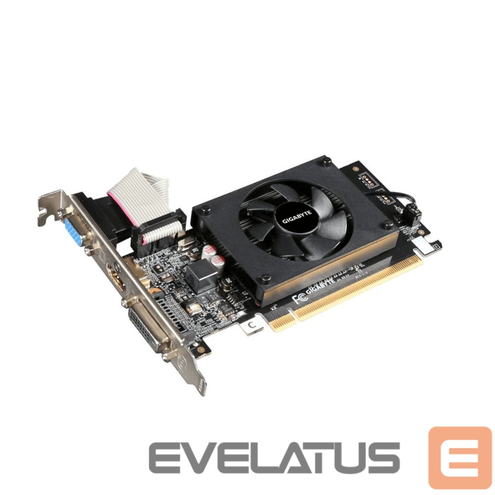 Graafikakaart / ideokaardid Gigabyte GV-N710D3-2GL 2.0 NVIDIA, 2 GB, GeForce GT 710, DDR3, PCI Express 2.0, Cooling type Active, HDMI ports quantity 1, Memory clock speed 1600 MHz, DVI-D ports quantity 1, VGA (D-Sub) ports quantity 1, Processor frequency 954 MHz