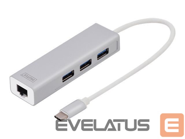 Muu arvutitarvik Digitus USB Type-C 3-Port Hub + Gigabit Ethernet