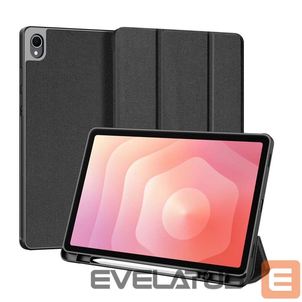 Kaaned Dux Ducis Samsung Galaxy Tab S11 Domo Series Tri-fold Stand PU Leather Tablet Cover Black