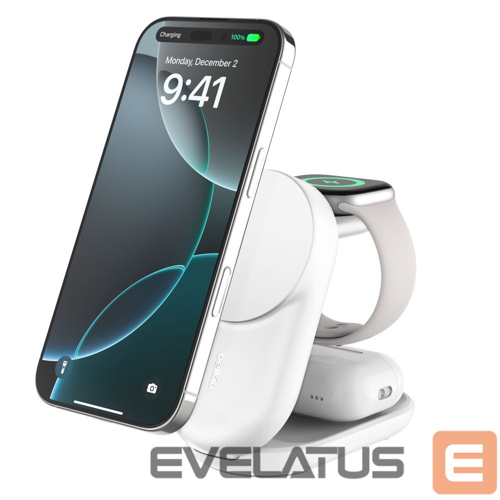 Juhtmeta laadija Belkin UltraCharge 25w Qi2 3in1 Magnetic Charger White