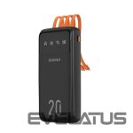 Väline aku Dudao  capacious powerbank with 3 built-in cables 20000mAh USB Type C + micro USB + Lightning black (Dudao K6Pro +) Black