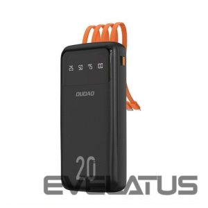Väline aku Dudao  capacious powerbank with 3 built-in cables 20000mAh USB Type C + micro USB + Lightning black (Dudao K6Pro +) Black