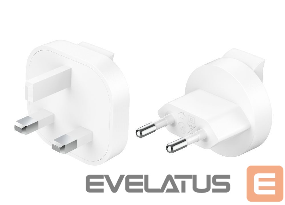 Adaptrid Belkin BOOSTCHARGE 100w 2C1A Wall Charger with interchangable plug tips UK, EU, US White