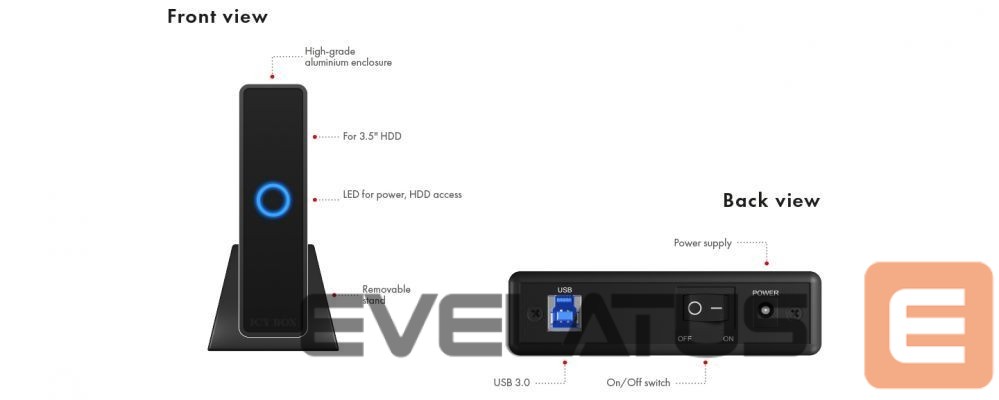 Muu arvutitarvik Raidsonic Icy Box IB-377U3, External enclosure for 3.5" SATA HDDs with USB 3.0 interface and UASP Support