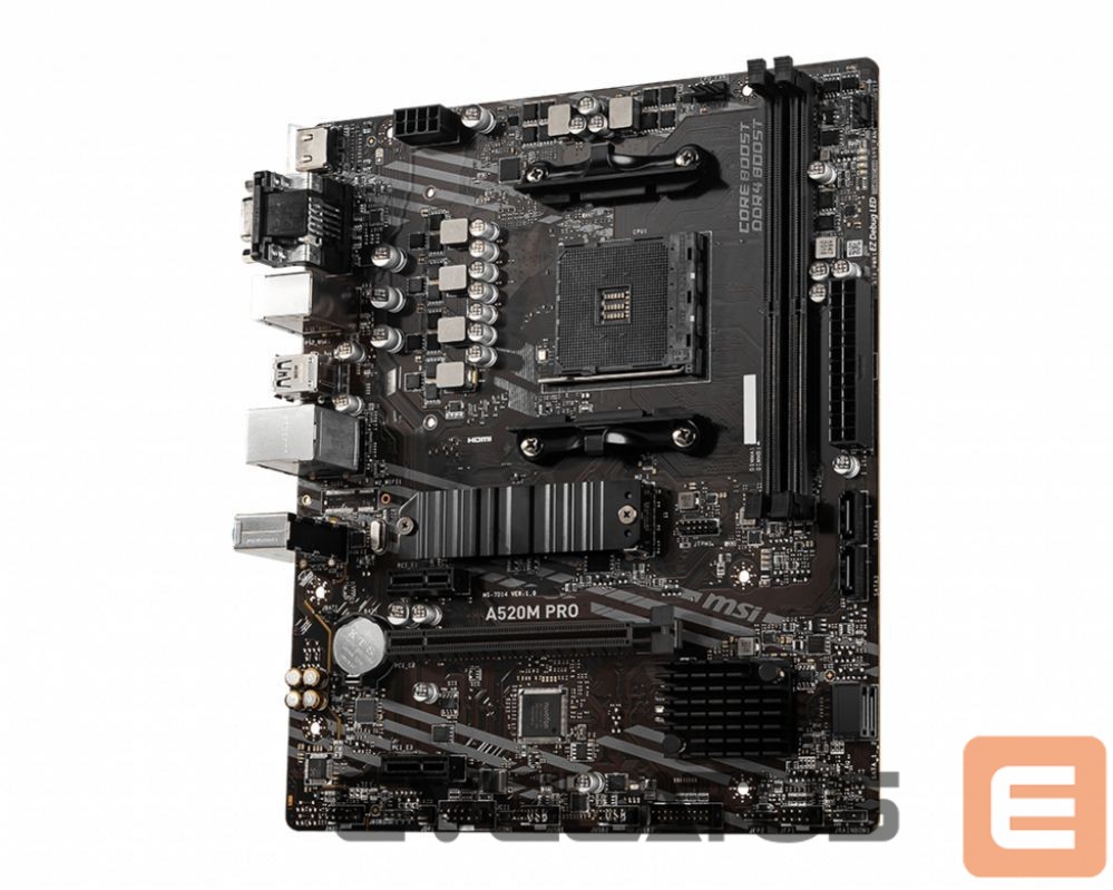Intel protsessori emaplaat MSI A520M PRO Processor family AMD, Processor socket AM4, DDR4, Memory slots 2, Chipset AMD A, Micro ATX