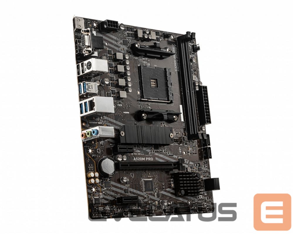 Intel protsessori emaplaat MSI A520M PRO Processor family AMD, Processor socket AM4, DDR4, Memory slots 2, Chipset AMD A, Micro ATX