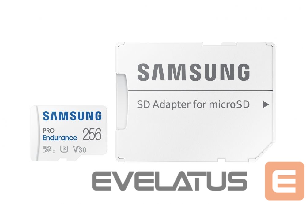 Mälukaardid Samsung PRO Endurance MB-MJ256KA/EU 256 GB, MicroSD Memory Card, Flash memory class U3, V30, Class 10, SD adapter