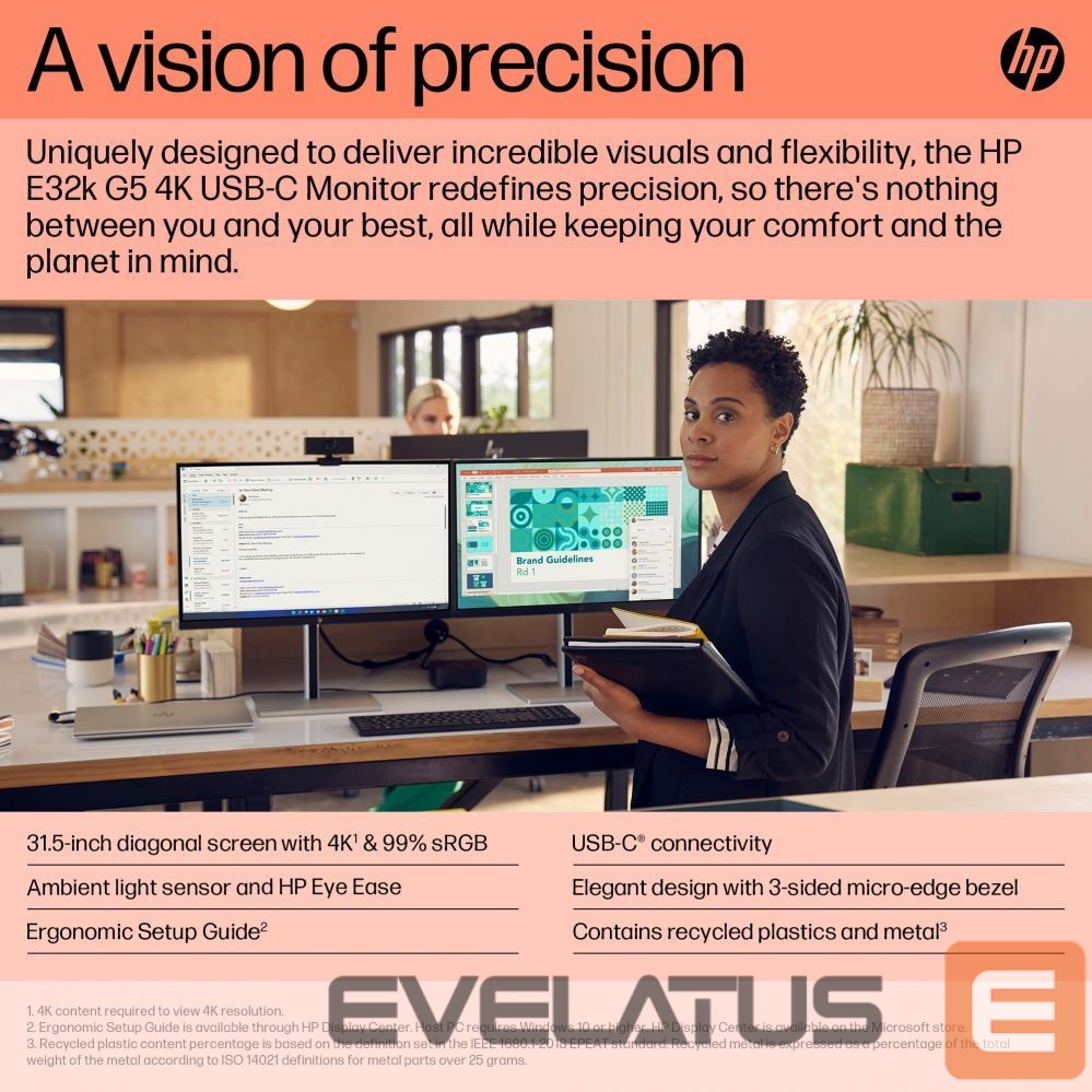 Monitorid HP HP E32k G5 USB-C 31.5i 4K Monitor
