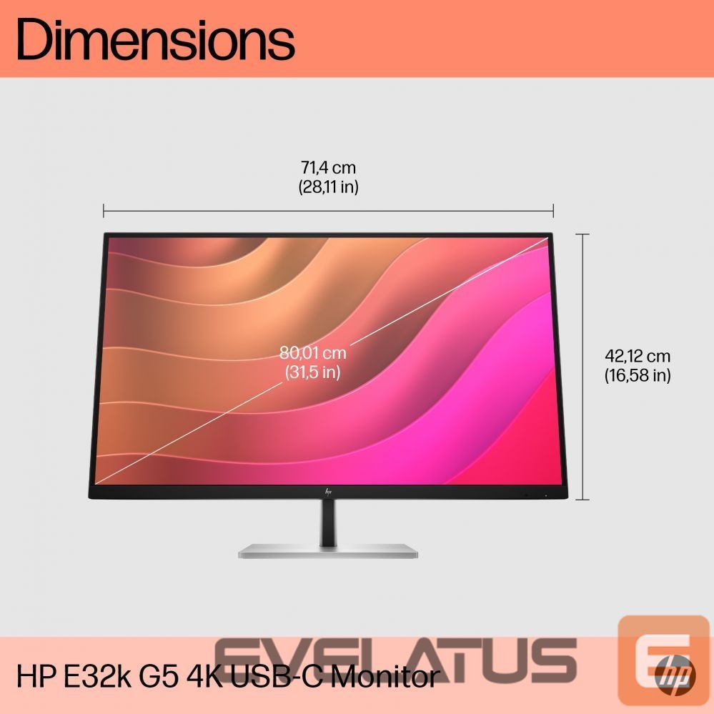 Monitorid HP HP E32k G5 USB-C 31.5i 4K Monitor