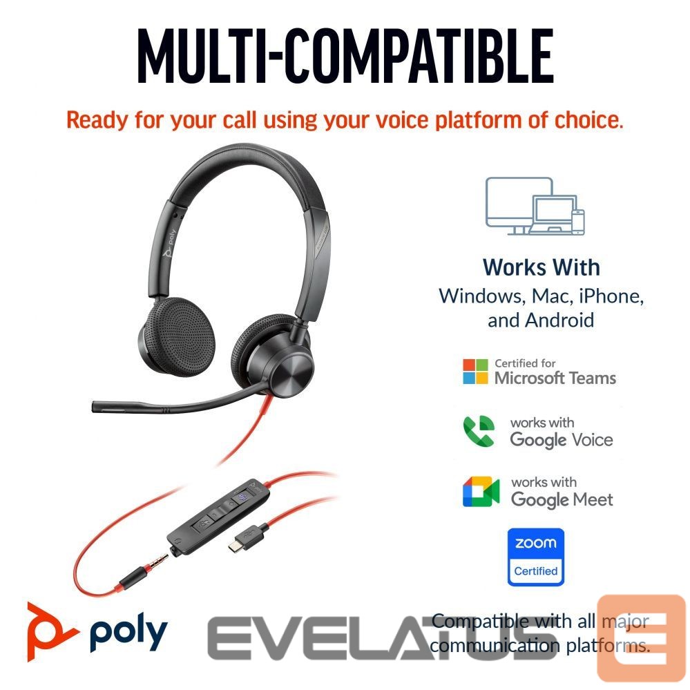 Arvutitarvikud HP HP Poly BW 3325 -M USB-C HS +USB-C/A