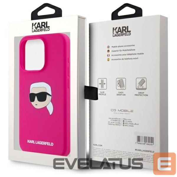Muud kaubad Karl Lagerfeld Karl Lagerfeld KLHMP15LSKHPPPLF iPhone 15 Pro 6.1" fuchsia/fuschia hardcase Silicone Karl Head Print MagSafe