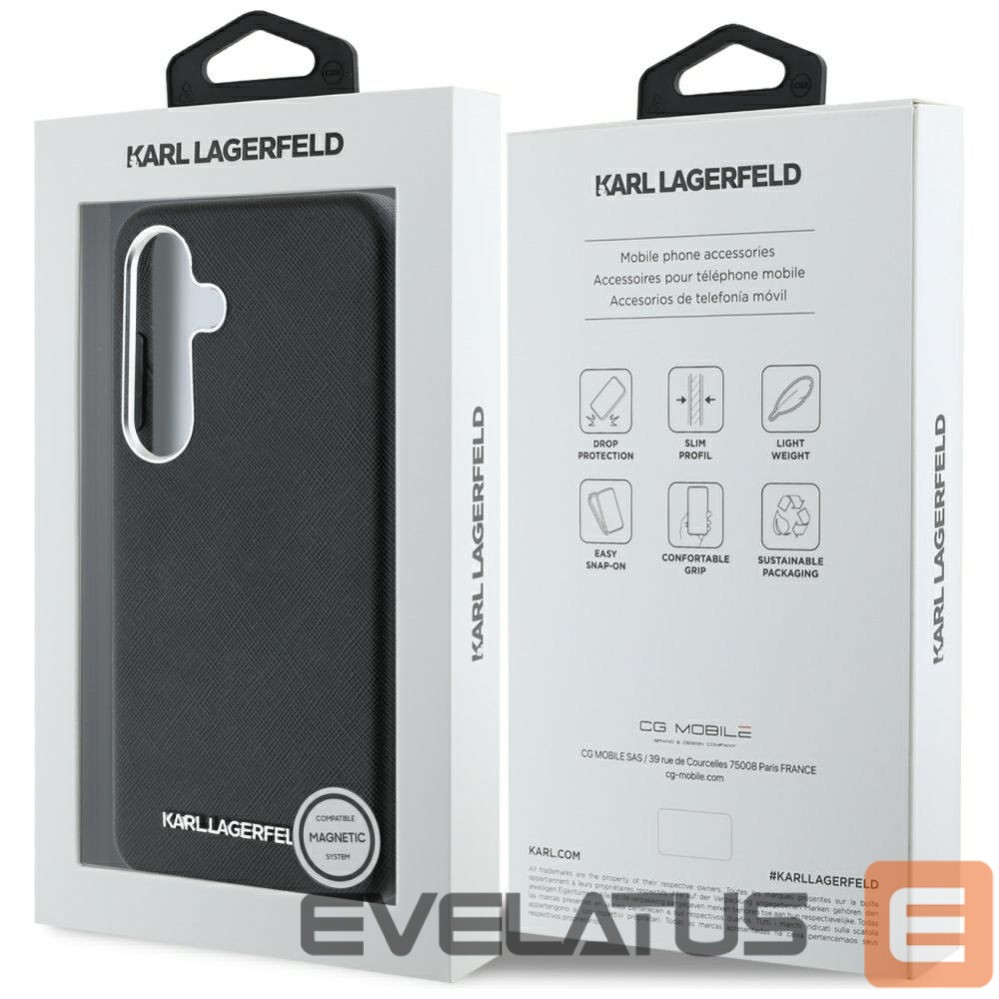 Muud kaubad Karl Lagerfeld Karl Lagerfeld Saffiano Full Wrapped Elongated Metal Logo MagSafe Case for Samsung Galaxy S25 - Black