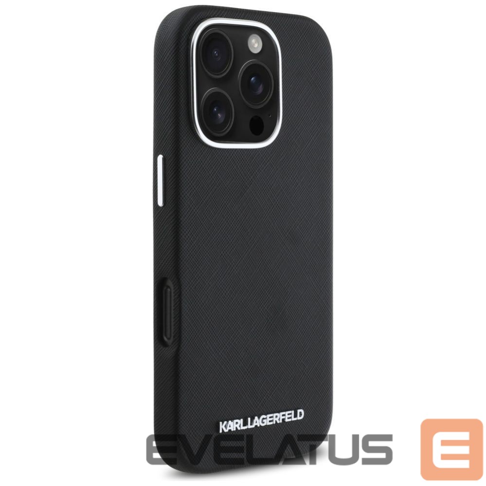 Muud kaubad Karl Lagerfeld Karl Lagerfeld Saffiano Full Wrapped Elongated Metal Logo MagSafe iPhone 16 Pro Case - Black