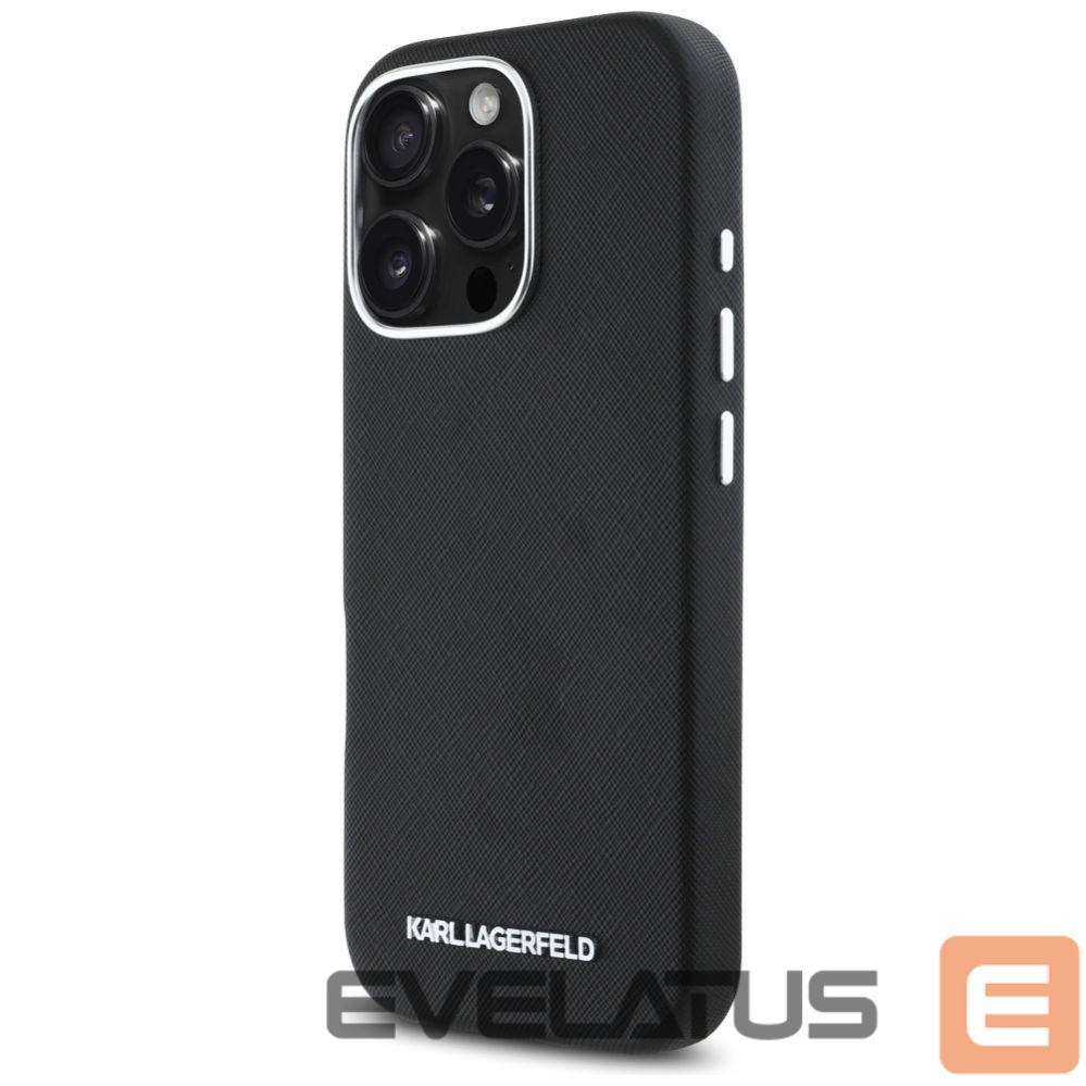 Muud kaubad Karl Lagerfeld Karl Lagerfeld Saffiano Full Wrapped Elongated Metal Logo MagSafe iPhone 16 Pro Case - Black