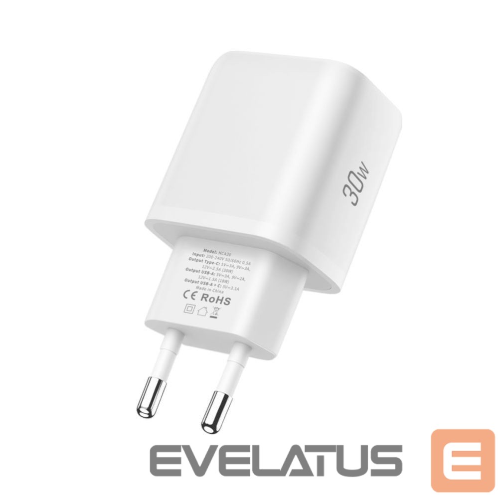 Muud kaubad Tech-Protect Tech-Protect NCA30 PD 30W QC3.0 USB-A / USB-C Wall Charger + USB-C / USB-C Cable 100cm - White