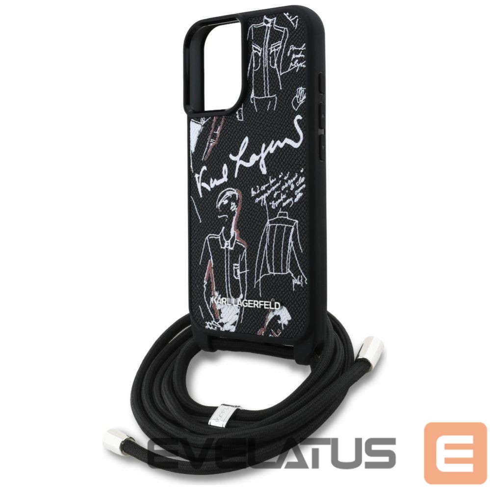 Muud kaubad Karl Lagerfeld Karl Lagerfeld Crossbody Grained Pattern & Logo Case for iPhone 16 - Black