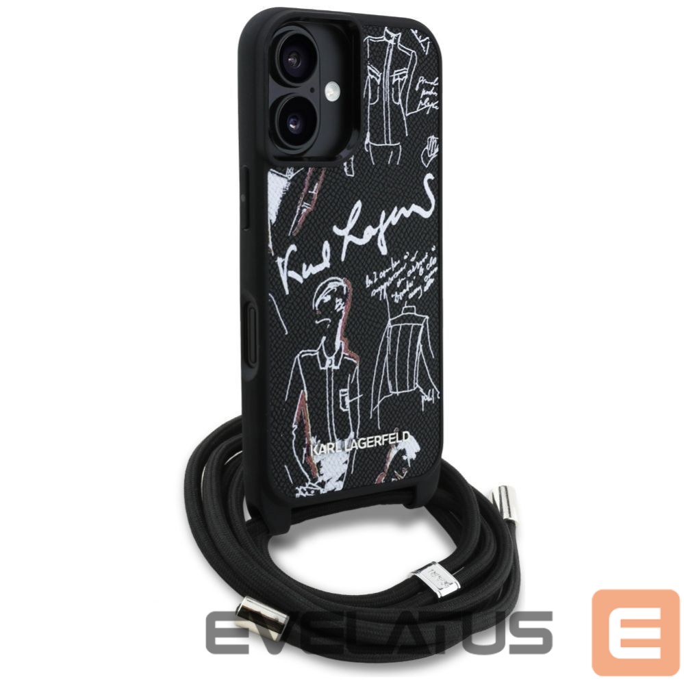 Muud kaubad Karl Lagerfeld Karl Lagerfeld Crossbody Grained Pattern & Logo Case for iPhone 16 - Black