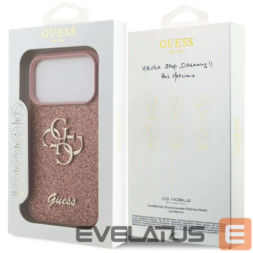 Muud kaubad Guess Guess Fixed Glitter Big 4G Case for iPhone 17 Pro - Pink