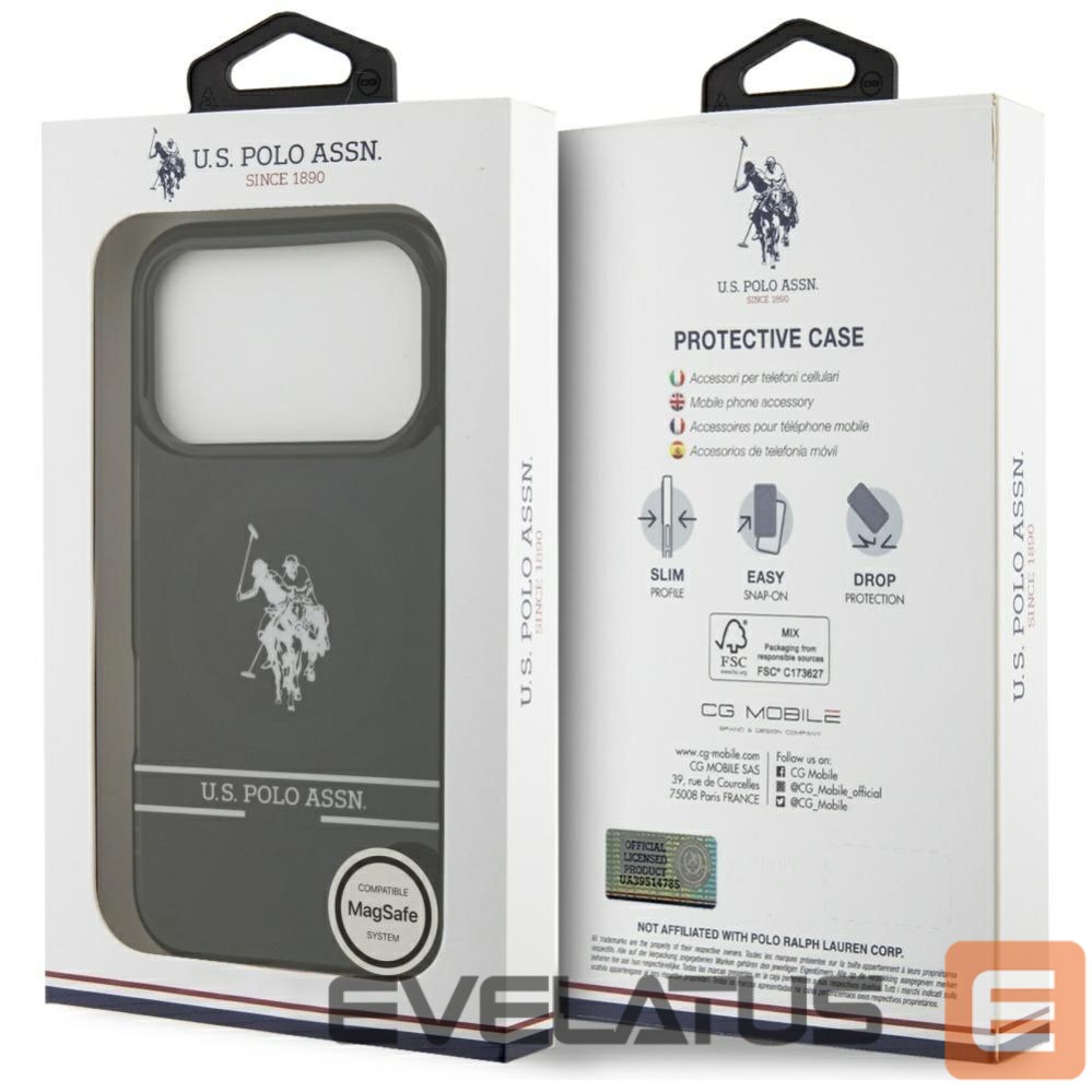 Muud kaubad U.S. Polo PU US Polo DH and Bottom Stripe Logo MagSafe Case for iPhone 17 Pro - Black