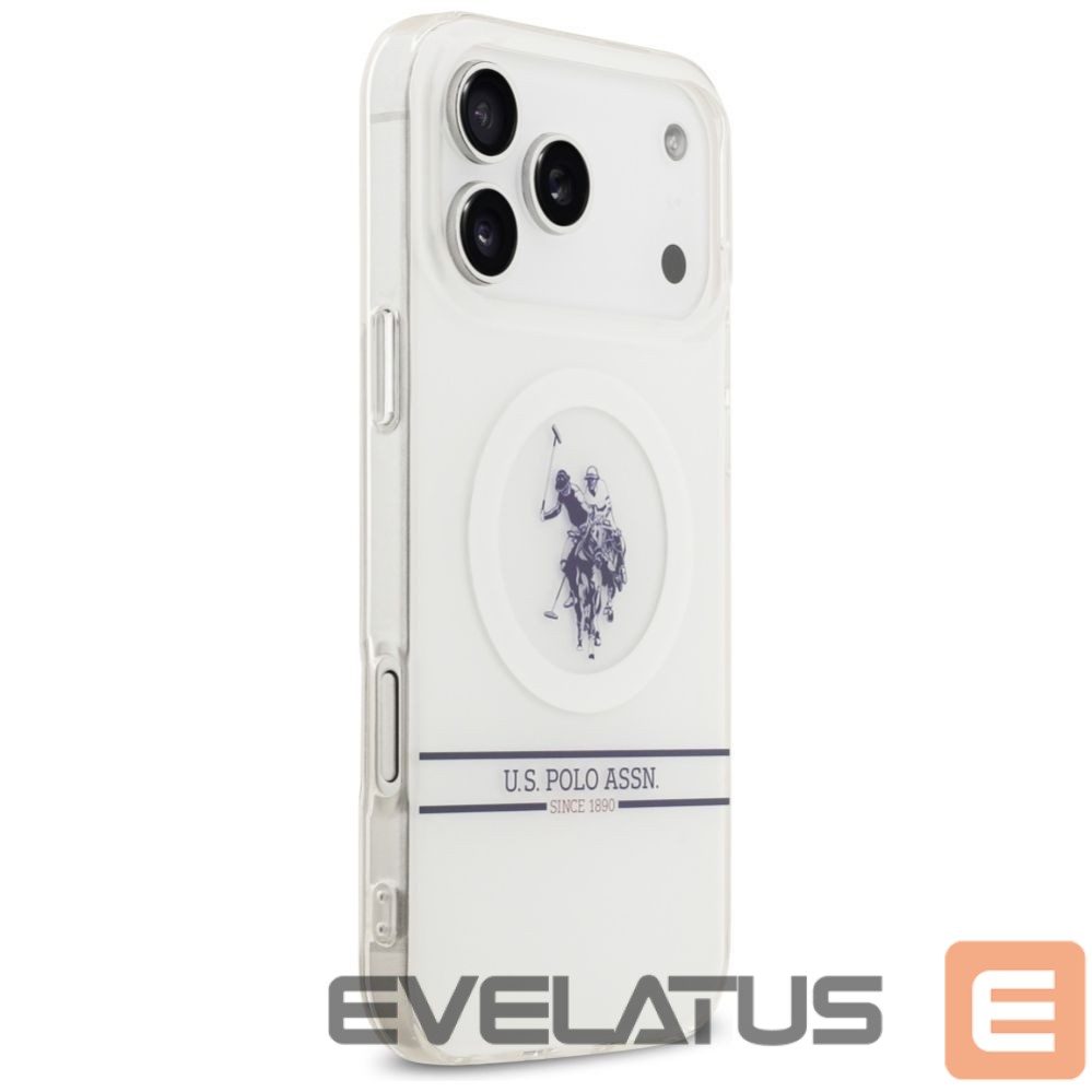Muud kaubad U.S. Polo PU US Polo DH and Bottom Stripe Logo MagSafe Case for iPhone 17 Pro Max - White