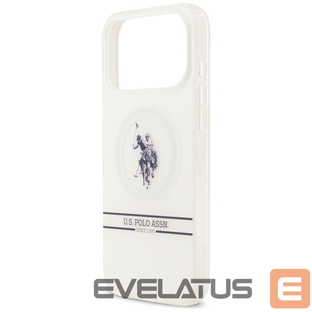 Muud kaubad U.S. Polo PU US Polo DH and Bottom Stripe Logo MagSafe Case for iPhone 17 Pro Max - White