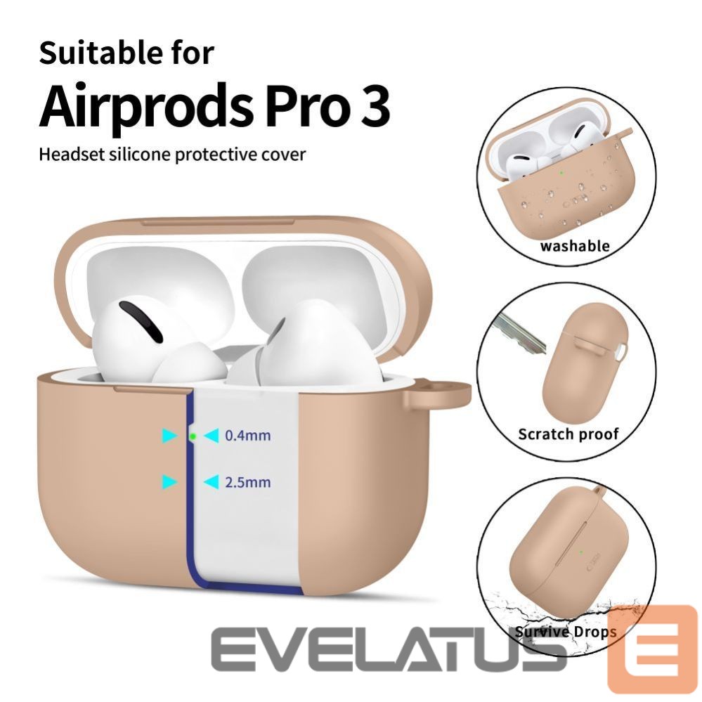 Muud kaubad Tech-Protect Tech-Protect Silicone Hook Case for AirPods Pro - Beige